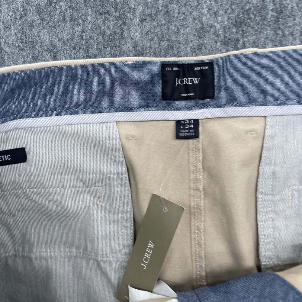 J.Crew 484 Pants Mens 34x34 Slim-Fit Athletic Chino Khaki Tan NEW